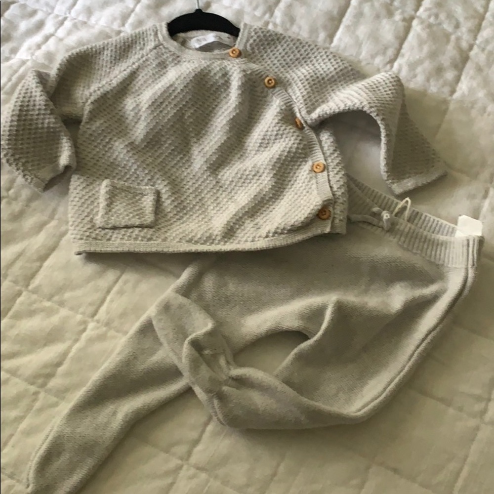 Zara mini baby boy sweater & footed pant set